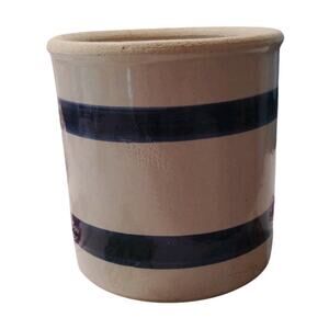 Robinson Ransbottom Stoneware Blue Stripe Crock Roseville Ohio USA 5.5” Tall